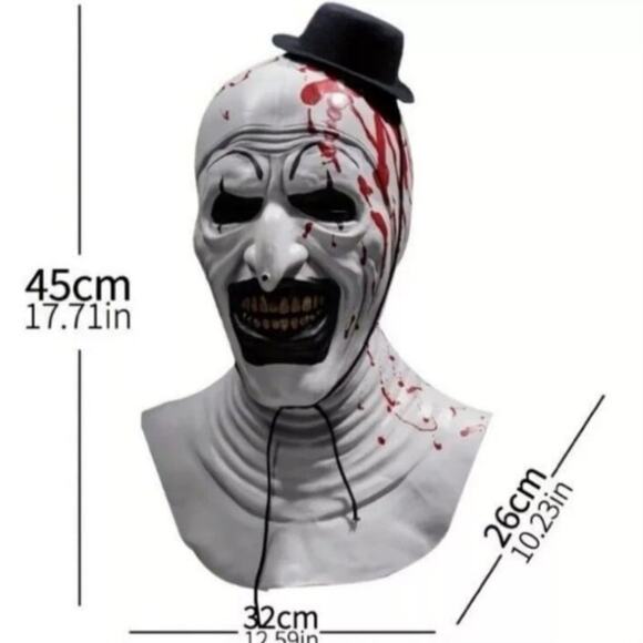 Black Hat Joker Mask Terrifier Art The Clown Cosplay Latex Mask Halloween Props! - Picture 5 of 5